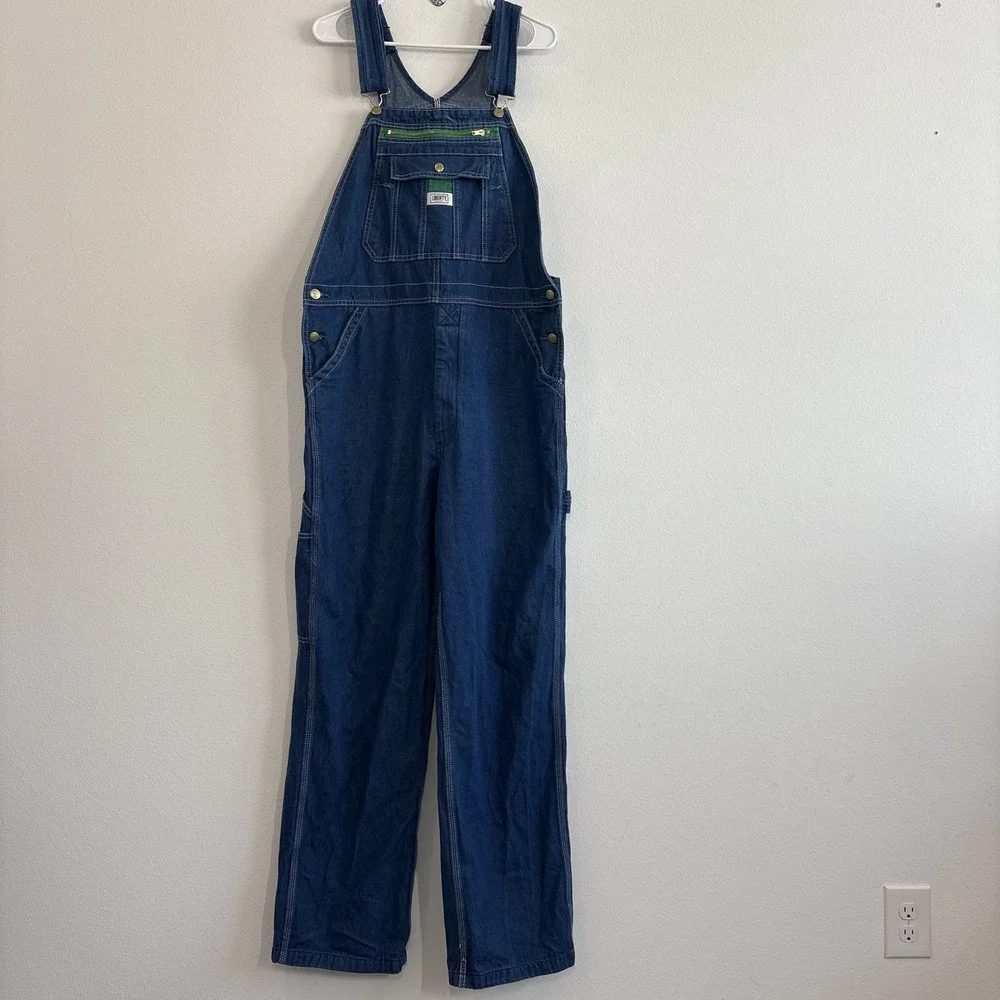 Liberty Bib Overalls Mens 36x32 Carpenter Farmer Work Blue Denim Adjustable
